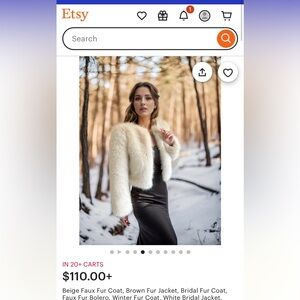 Beige faux fur coat for wedding, bride or bridesmaid.